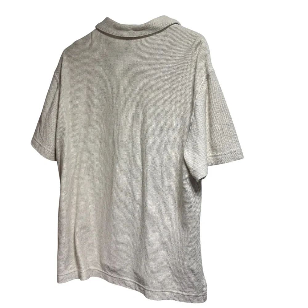 Banana Republic Mens XL Cream Textured Waffle Knit Cotton Pocket Polo Shirt #309